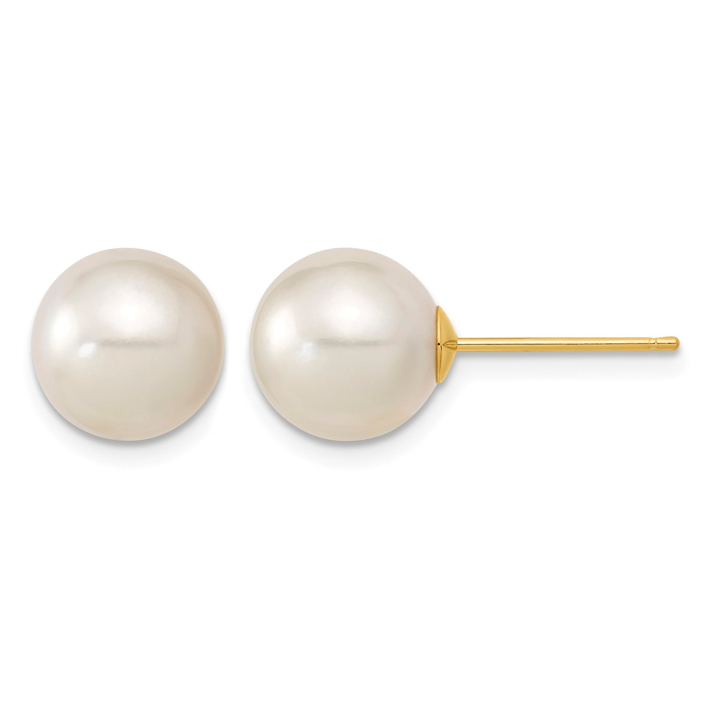 14k 9-10mm White Round South Sea Saltwater Cultured Pearl Post Earrings