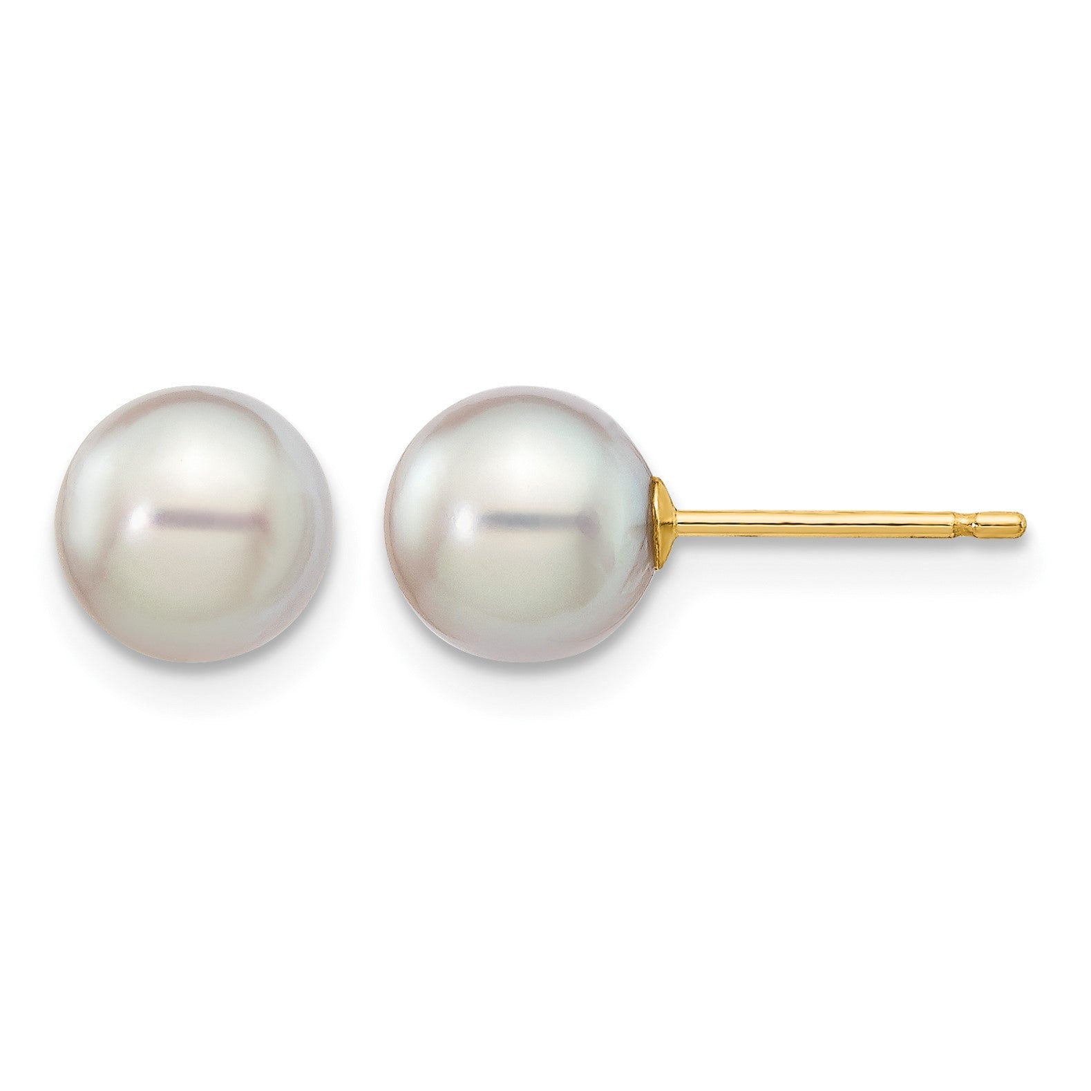 14k 6-7mm Grey Round Akoya Saltwater Cultured Pearl Post Earrings