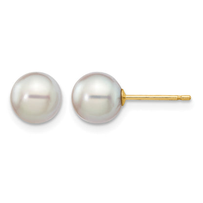 14k 6-7mm Grey Round Akoya Saltwater Cultured Pearl Post Earrings