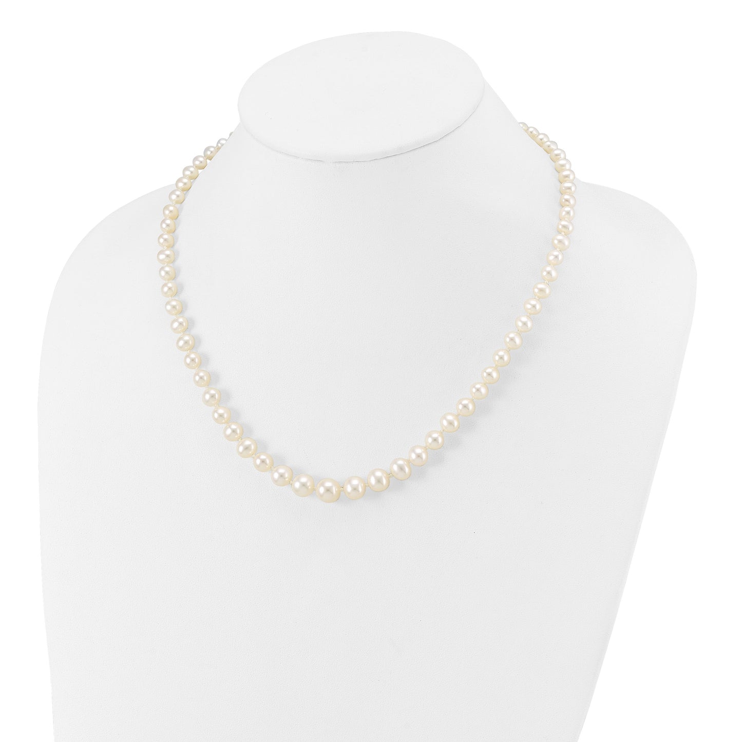 14k 4-8mm White Freshwater Cultured Pearl Graduated 18 inch Necklace