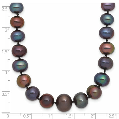 14k White Gold 4-10mm Graduated Black Near Round Freshwater Cultured Pearl 18 inch Necklace