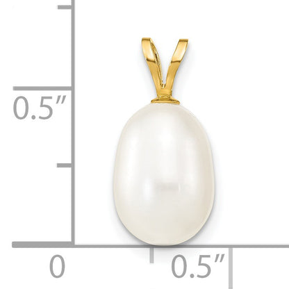 14K 8-9mm White Rice Freshwater Cultured Pearl Pendant
