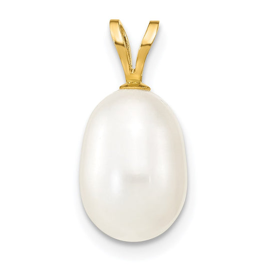 14K 8-9mm White Rice Freshwater Cultured Pearl Pendant