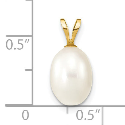 14K 7-8mm White Rice Freshwater Cultured Pearl Pendant