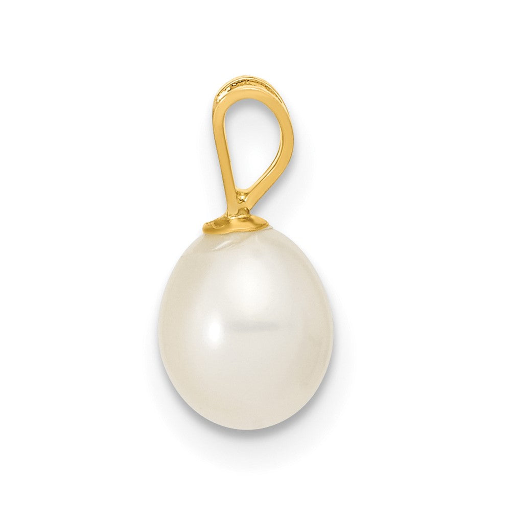 14K 6-7mm White Rice Freshwater Cultured Pearl Pendant