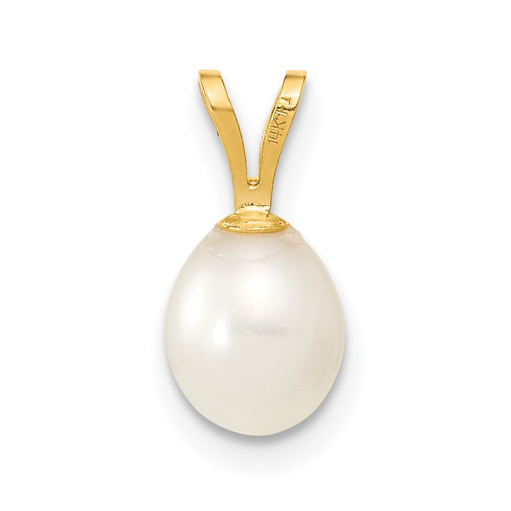 14K 6-7mm White Rice Freshwater Cultured Pearl Pendant