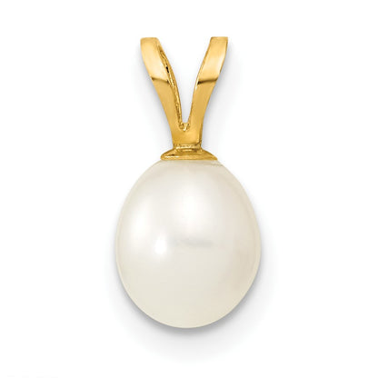 14K 6-7mm White Rice Freshwater Cultured Pearl Pendant