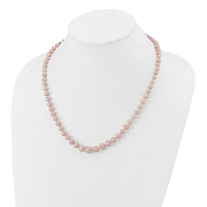 14k 4-8mm Purple Freshwater Cultured Pearl Graduated 18 inch Necklace