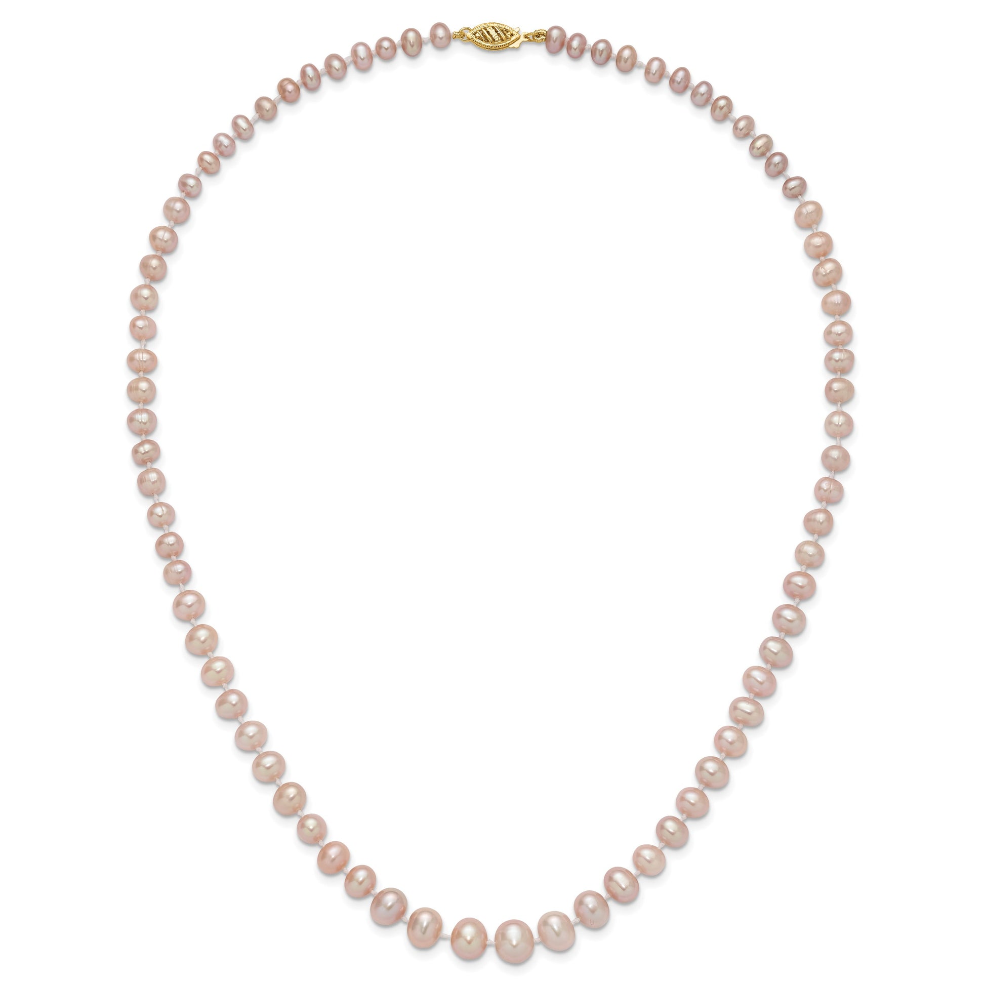 14k 4-8mm Purple Freshwater Cultured Pearl Graduated 18 inch Necklace
