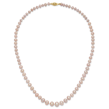 14k 4-8mm Purple Freshwater Cultured Pearl Graduated 18 inch Necklace
