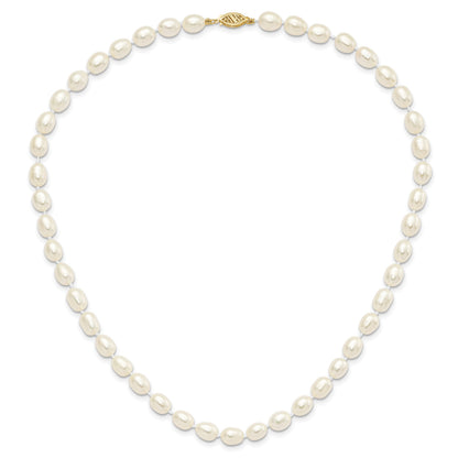 14k 7-8mm White Rice Freshwater Cultured Pearl 18 inch Necklace and Post Earring Set