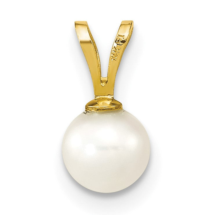14K 5-6mm White Round Freshwater Cultured Pearl Pendant