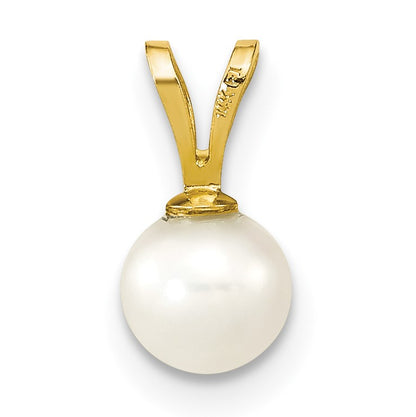14K 5-6mm White Round Freshwater Cultured Pearl Pendant
