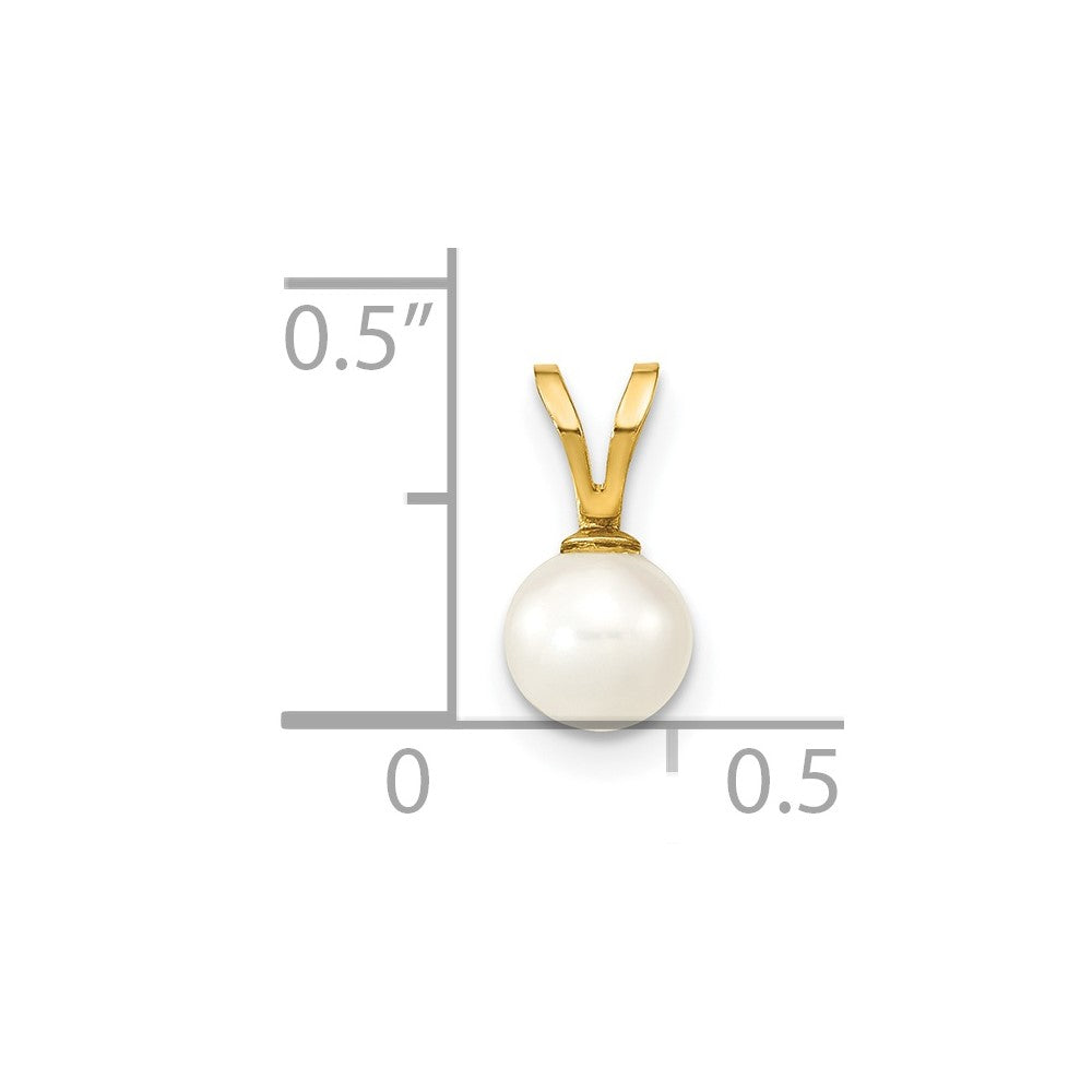 14K 5-6mm White Round Freshwater Cultured Pearl Pendant