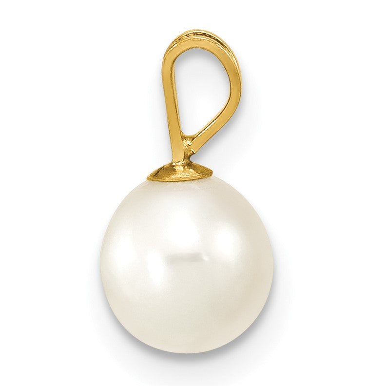 14K 6-7mm White Round Freshwater Cultured Pearl Pendant