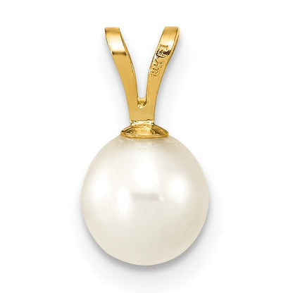 14K 6-7mm White Round Freshwater Cultured Pearl Pendant