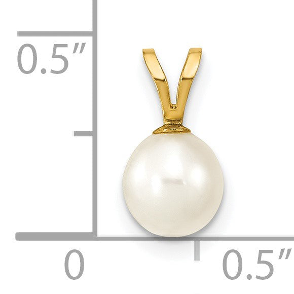 14K 6-7mm White Round Freshwater Cultured Pearl Pendant