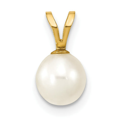 14K 6-7mm White Round Freshwater Cultured Pearl Pendant
