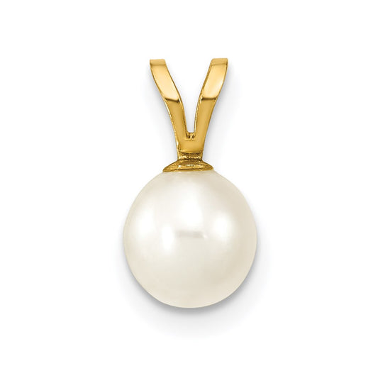 14K 6-7mm White Round Freshwater Cultured Pearl Pendant