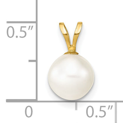 14K 7-8mm White Round Freshwater Cultured Pearl Pendant