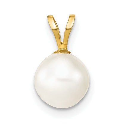 14K 7-8mm White Round Freshwater Cultured Pearl Pendant