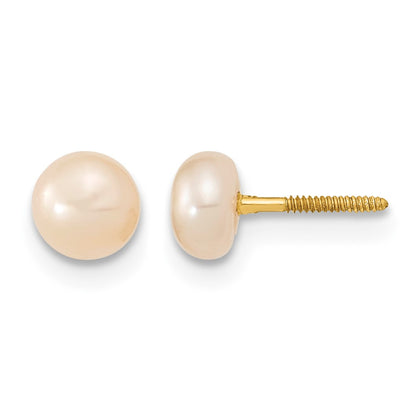 14k 3-5mm Semi-Round Pink Freshwater Cultured Pearl 12 inch Necklace / 5 inch Bracelet / Post Earrings 3-piece Set