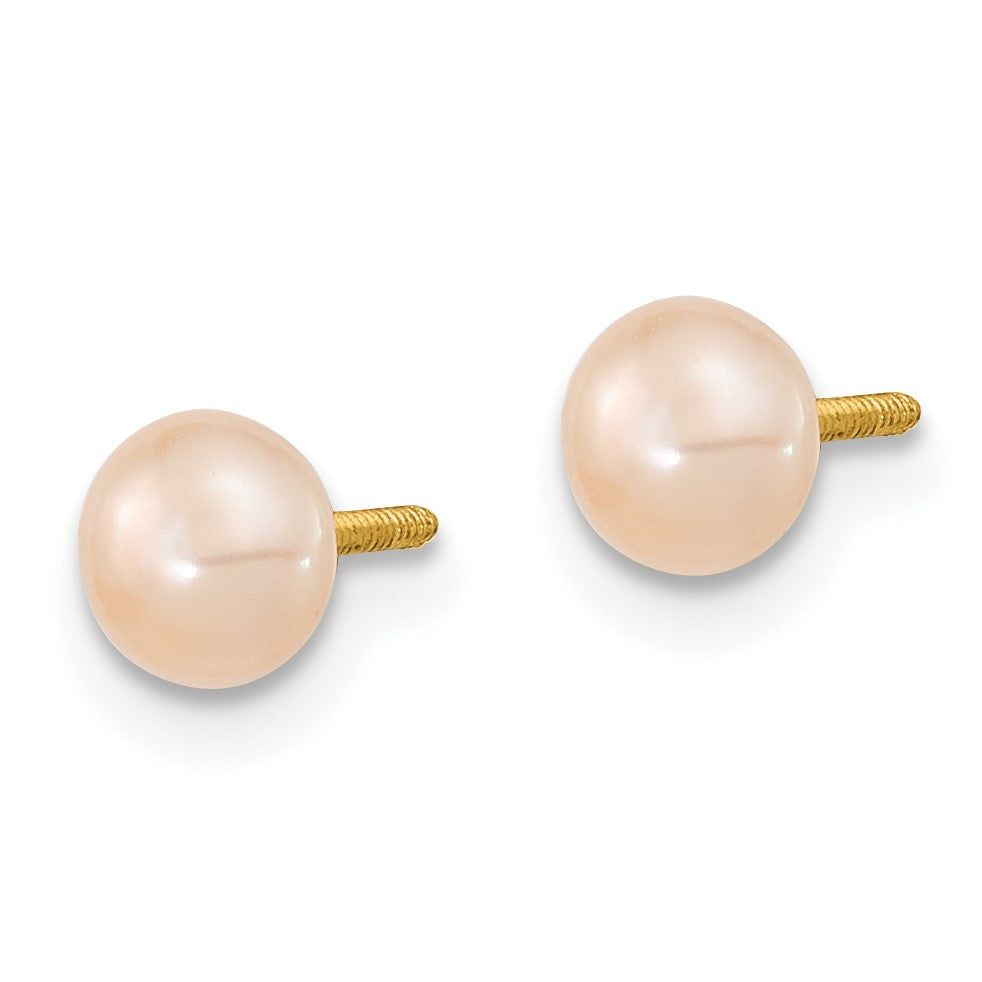 14k 3-5mm Semi-Round Pink Freshwater Cultured Pearl 12 inch Necklace / 5 inch Bracelet / Post Earrings 3-piece Set