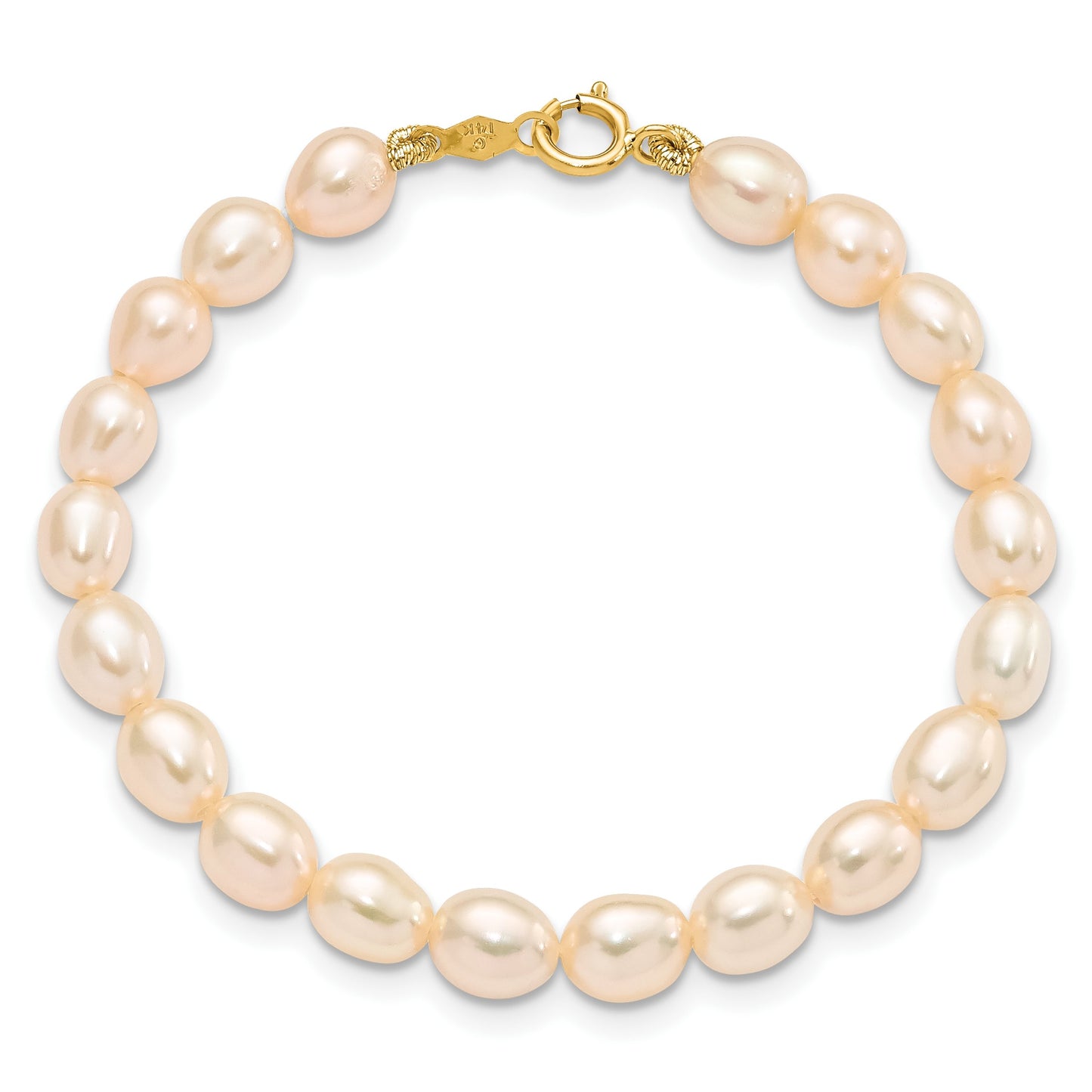 14k 3-5mm Semi-Round Pink Freshwater Cultured Pearl 12 inch Necklace / 5 inch Bracelet / Post Earrings 3-piece Set