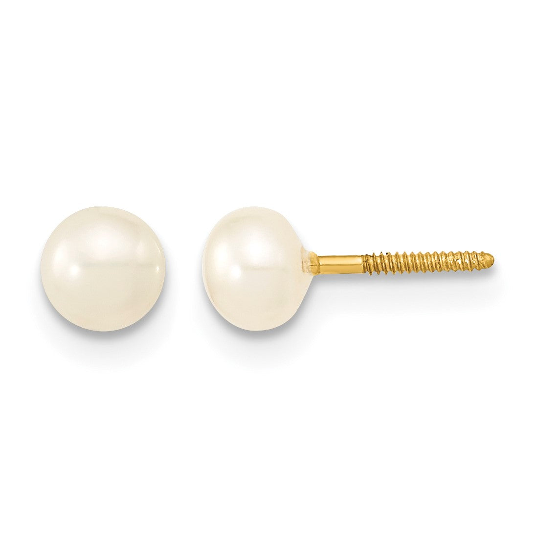 14k 3-5mm Semi-Round White Freshwater Cultured Pearl 12 inch Necklace / 4 inch Bracelet / Post Earrings 3-piece Set