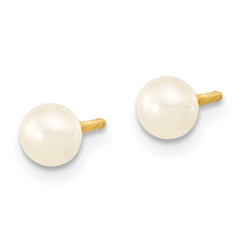 14k 3-5mm Semi-Round White Freshwater Cultured Pearl 12 inch Necklace / 4 inch Bracelet / Post Earrings 3-piece Set