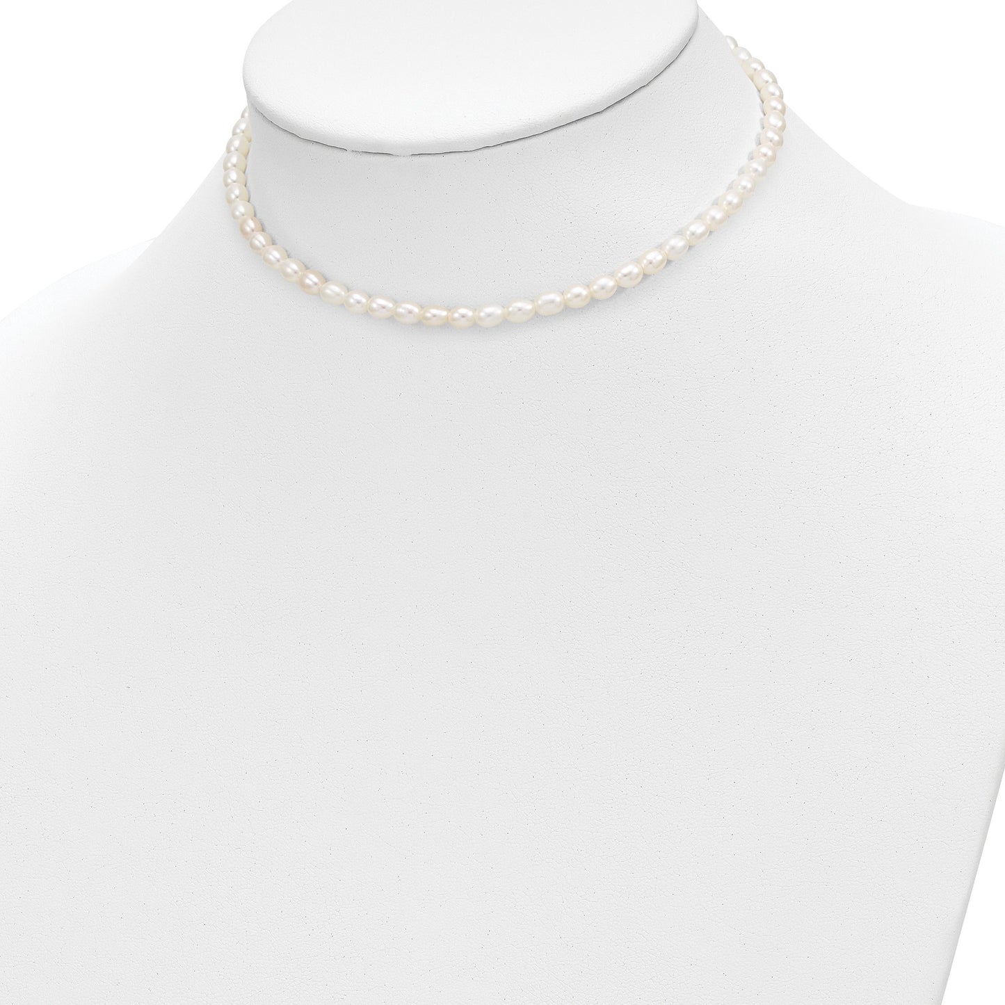 14k 3-5mm Semi-Round White Freshwater Cultured Pearl 12 inch Necklace / 4 inch Bracelet / Post Earrings 3-piece Set