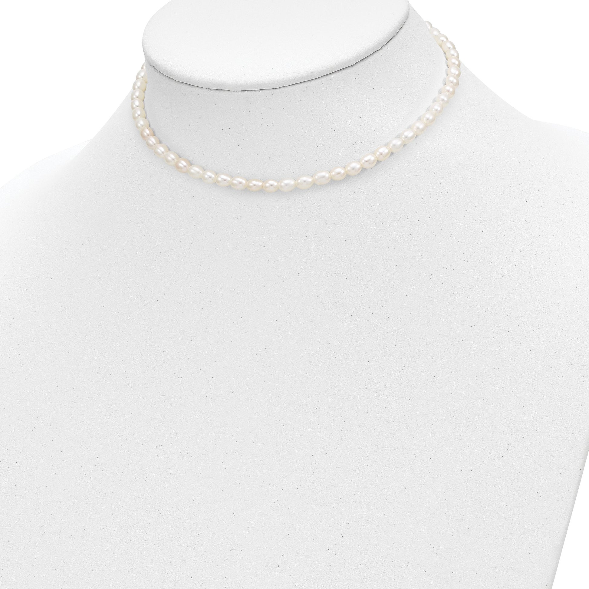 14k 3-5mm Semi-Round White Freshwater Cultured Pearl 12 inch Necklace / 4 inch Bracelet / Post Earrings 3-piece Set