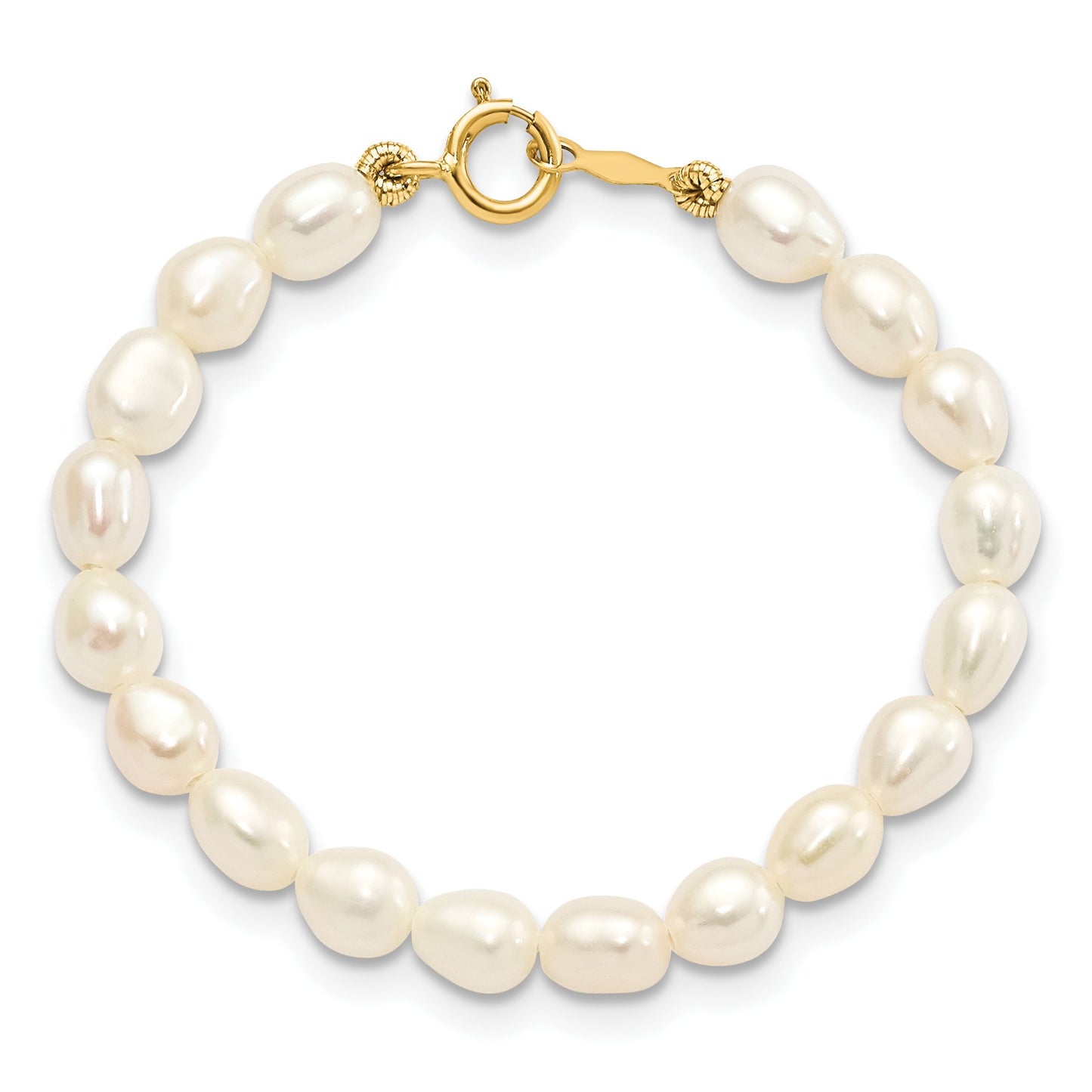 14k 3-5mm Semi-Round White Freshwater Cultured Pearl 12 inch Necklace / 4 inch Bracelet / Post Earrings 3-piece Set