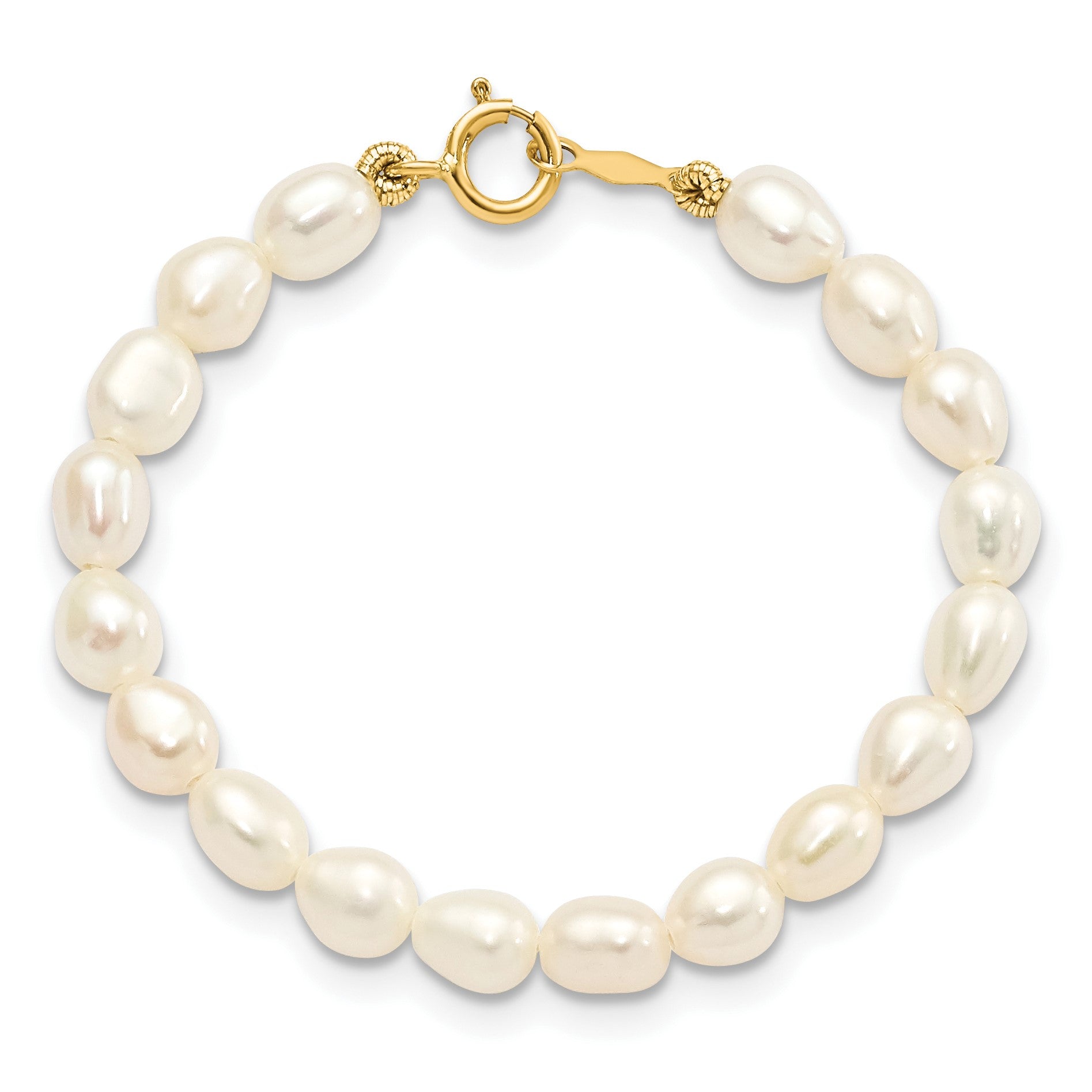 14k 3-5mm Semi-Round White Freshwater Cultured Pearl 12 inch Necklace / 4 inch Bracelet / Post Earrings 3-piece Set