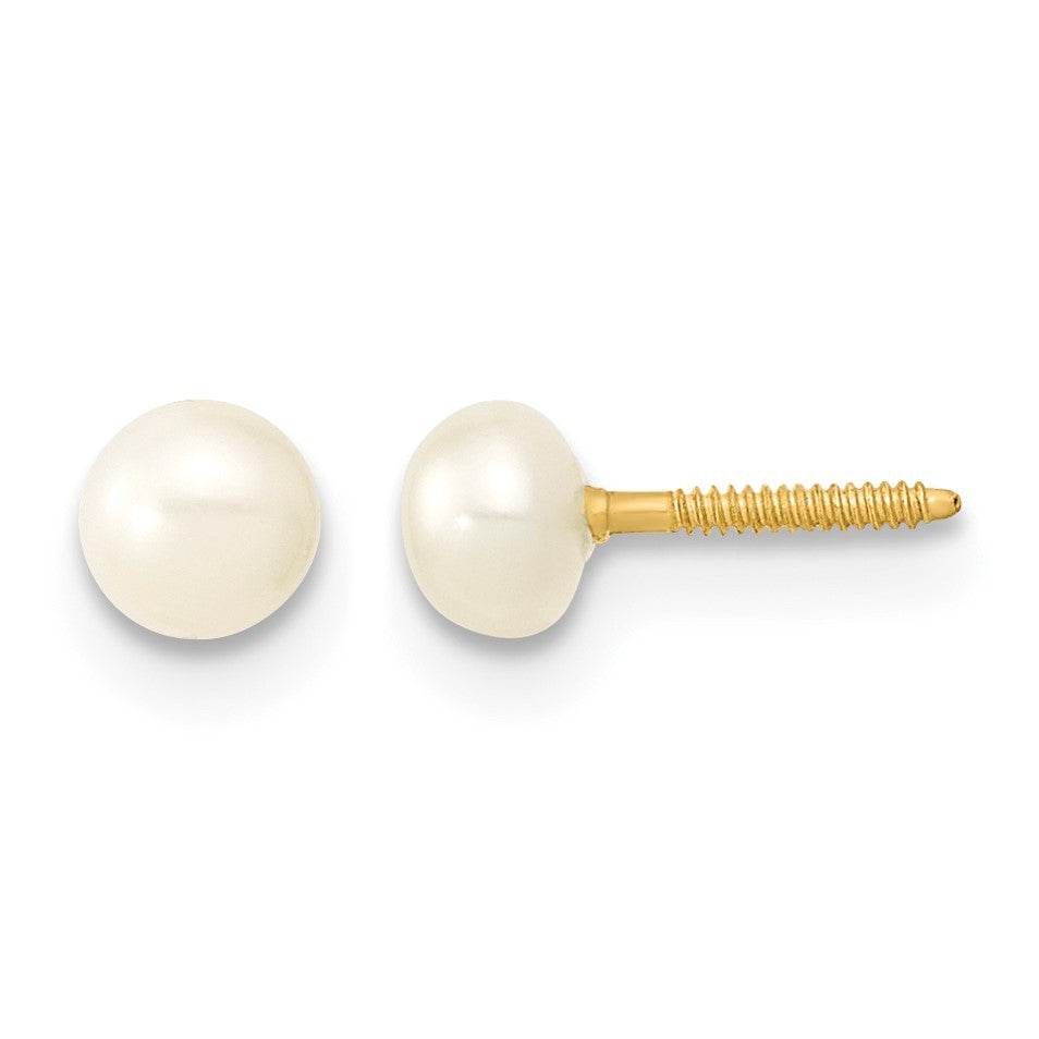 14k 3-5mm White Freshwater Cultured Pearl 14 inch Necklace /5 inch Bracelet / Post Earrings 3-piece Set