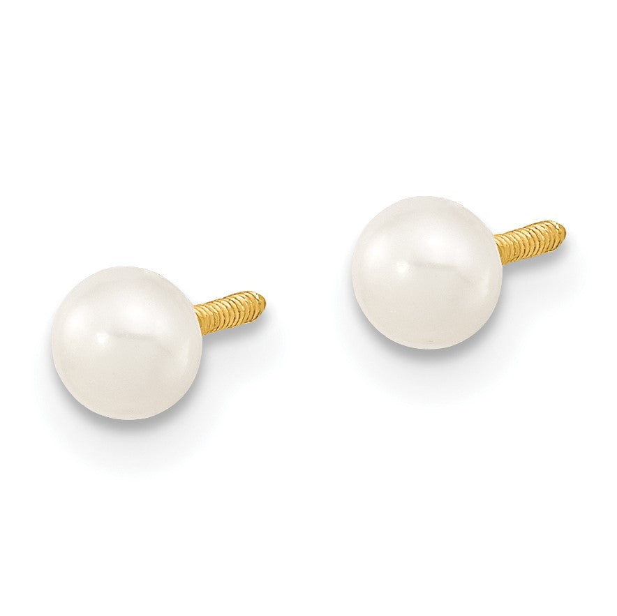 14k 3-5mm White Freshwater Cultured Pearl 14 inch Necklace /5 inch Bracelet / Post Earrings 3-piece Set