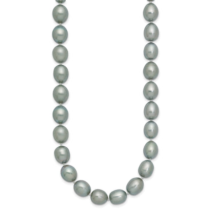 14k White Gold 8-9mm Grey Rice Freshwater Cultured Pearl 20 inch Necklace