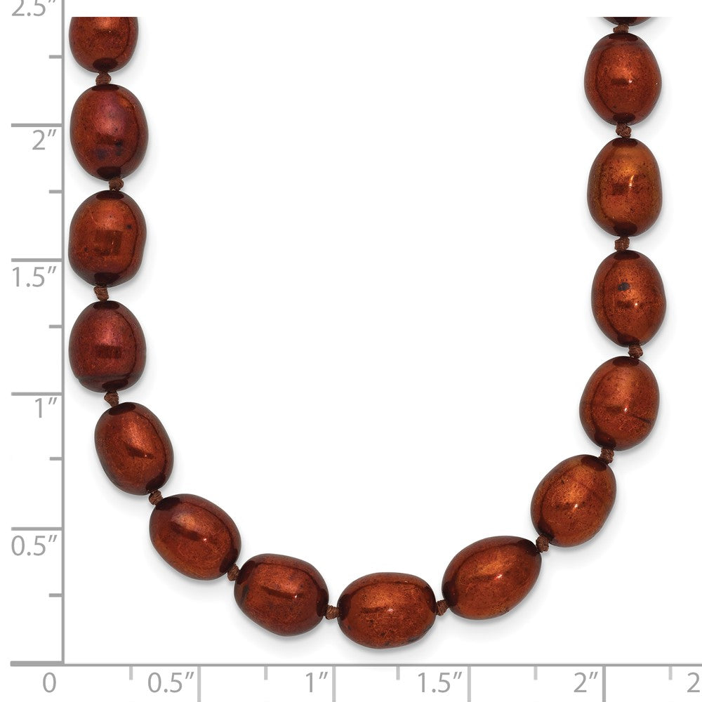 14k 7-8mm Brown Rice Freshwater Cultured Pearl 18 inch Necklace