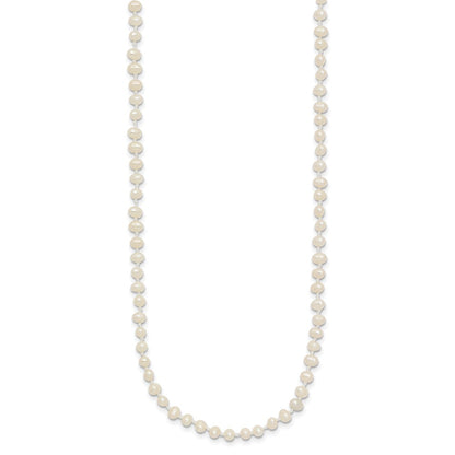 14k 3-4mm White Semi-Round Freshwater Cultured Pearl 16 inch Necklace