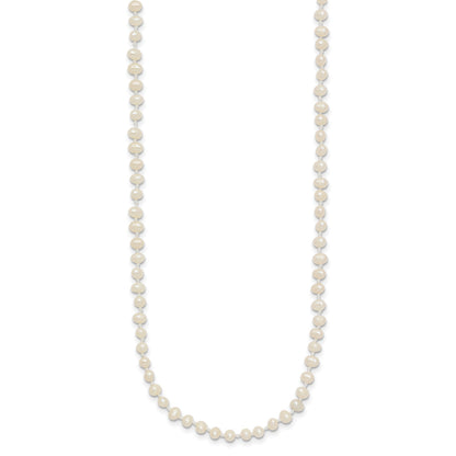 14k 3-4mm White Semi-Round Freshwater Cultured Pearl 14 inch Necklace