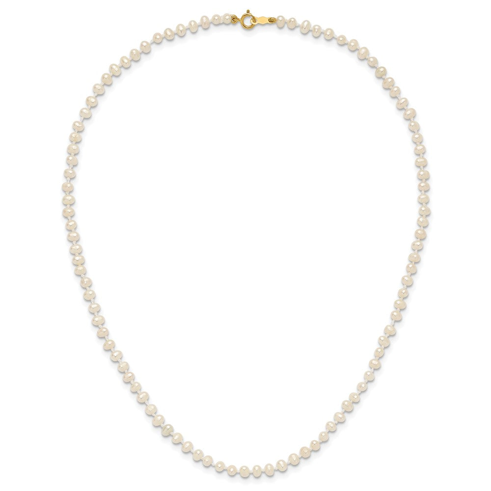 14k 3-4mm White Semi-Round Freshwater Cultured Pearl 14 inch Necklace