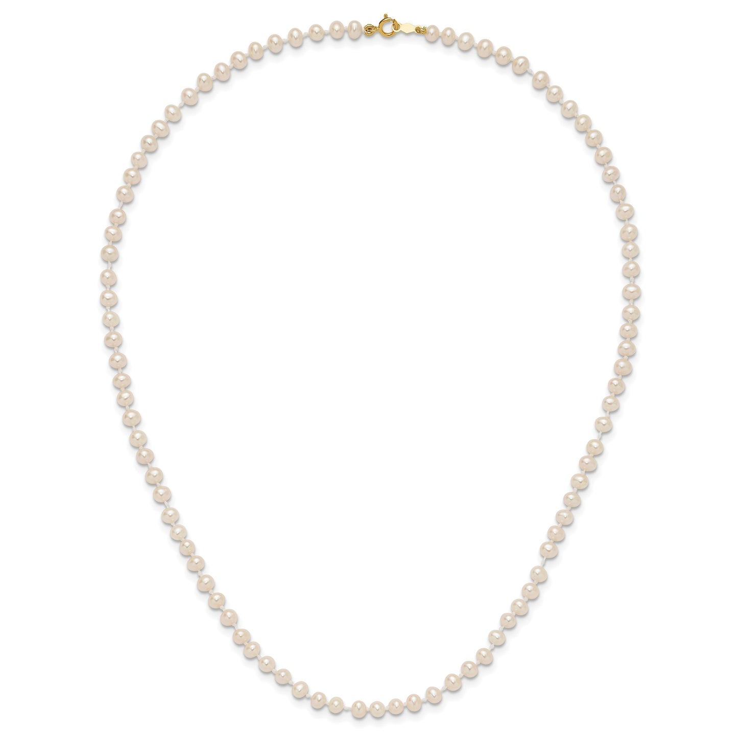 14k 3-4mm White Semi-Round Freshwater Cultured Pearl 16 inch Necklace