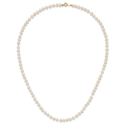 14k 3-4mm White Semi-Round Freshwater Cultured Pearl 16 inch Necklace