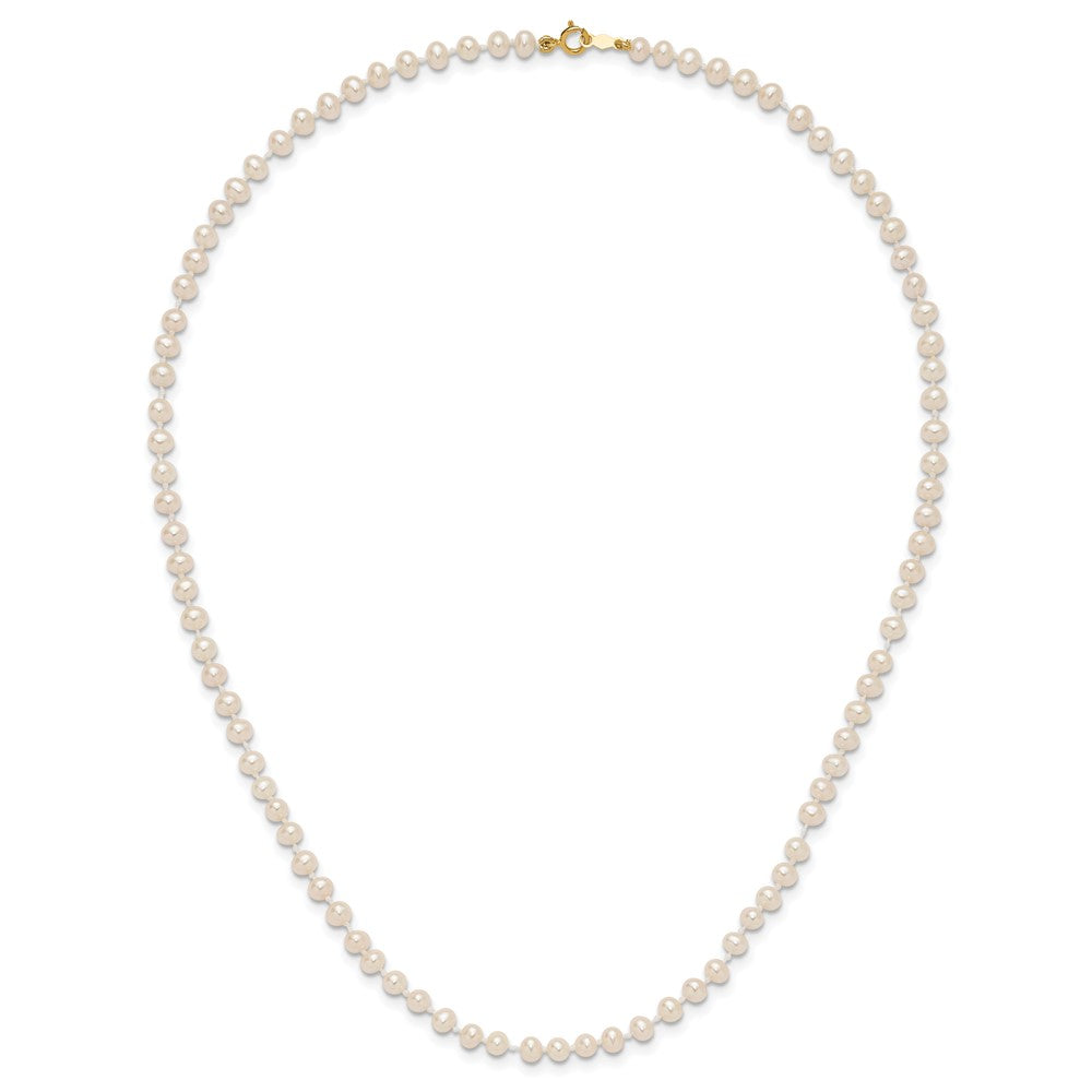 14k 3-4mm White Semi-Round Freshwater Cultured Pearl 16 inch Necklace