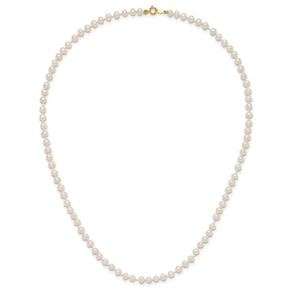 14k 3-4mm White Semi-Round Freshwater Cultured Pearl 16 inch Necklace