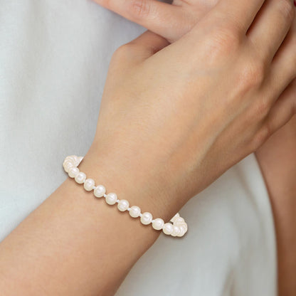 14k 3-4mm White Semi-Round Freshwater Cultured Pearl 5 inch Bracelet