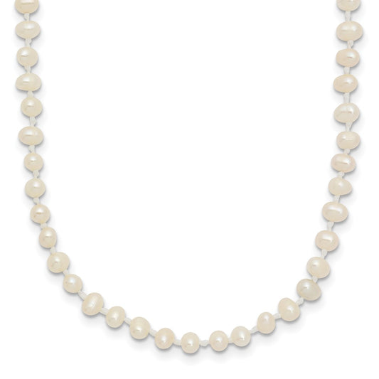 14k 3-4mm White Semi-Round Freshwater Cultured Pearl 16 inch Necklace