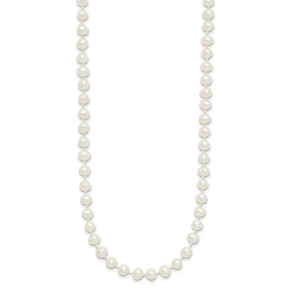 14k 4-5mm White Semi-Round Freshwater Cultured Pearl 16 inch Necklace