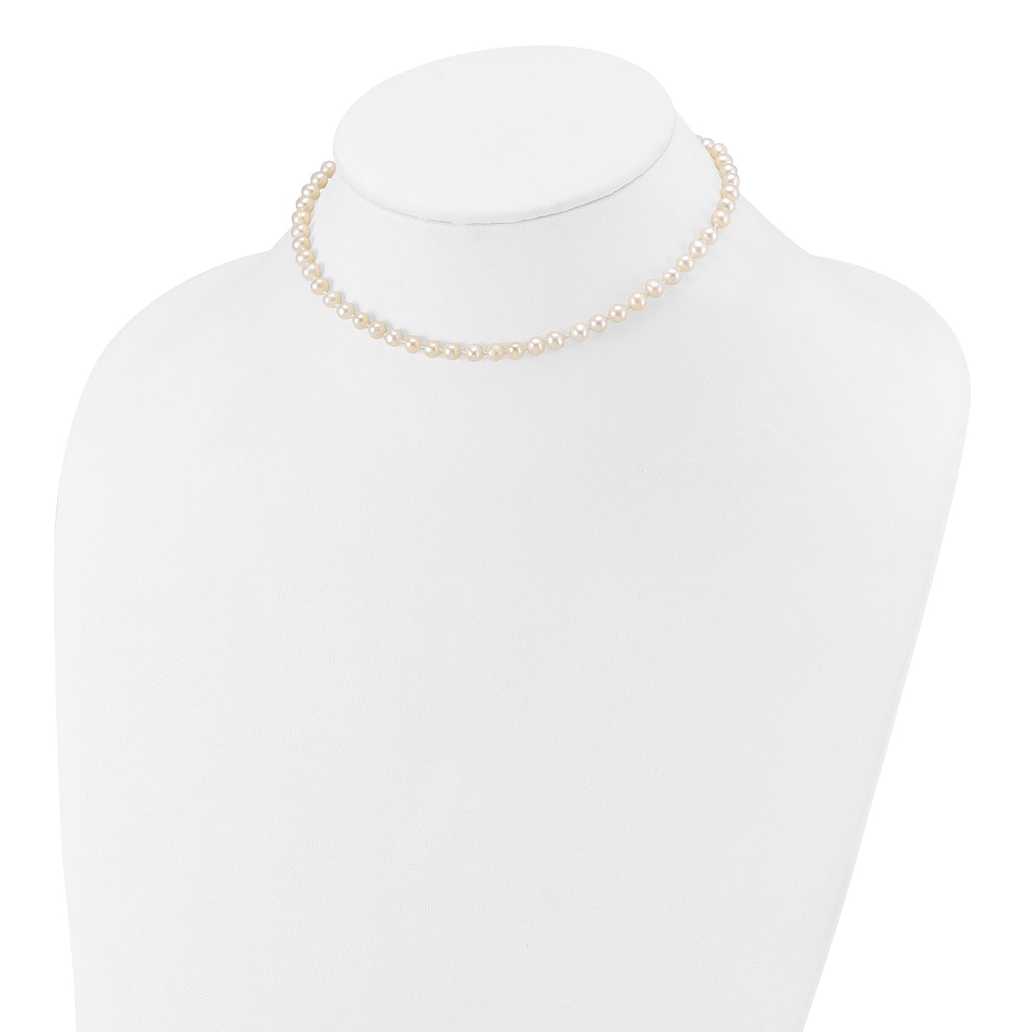 14k 4-5mm White Semi-Round Freshwater Cultured Pearl 12 inch Necklace