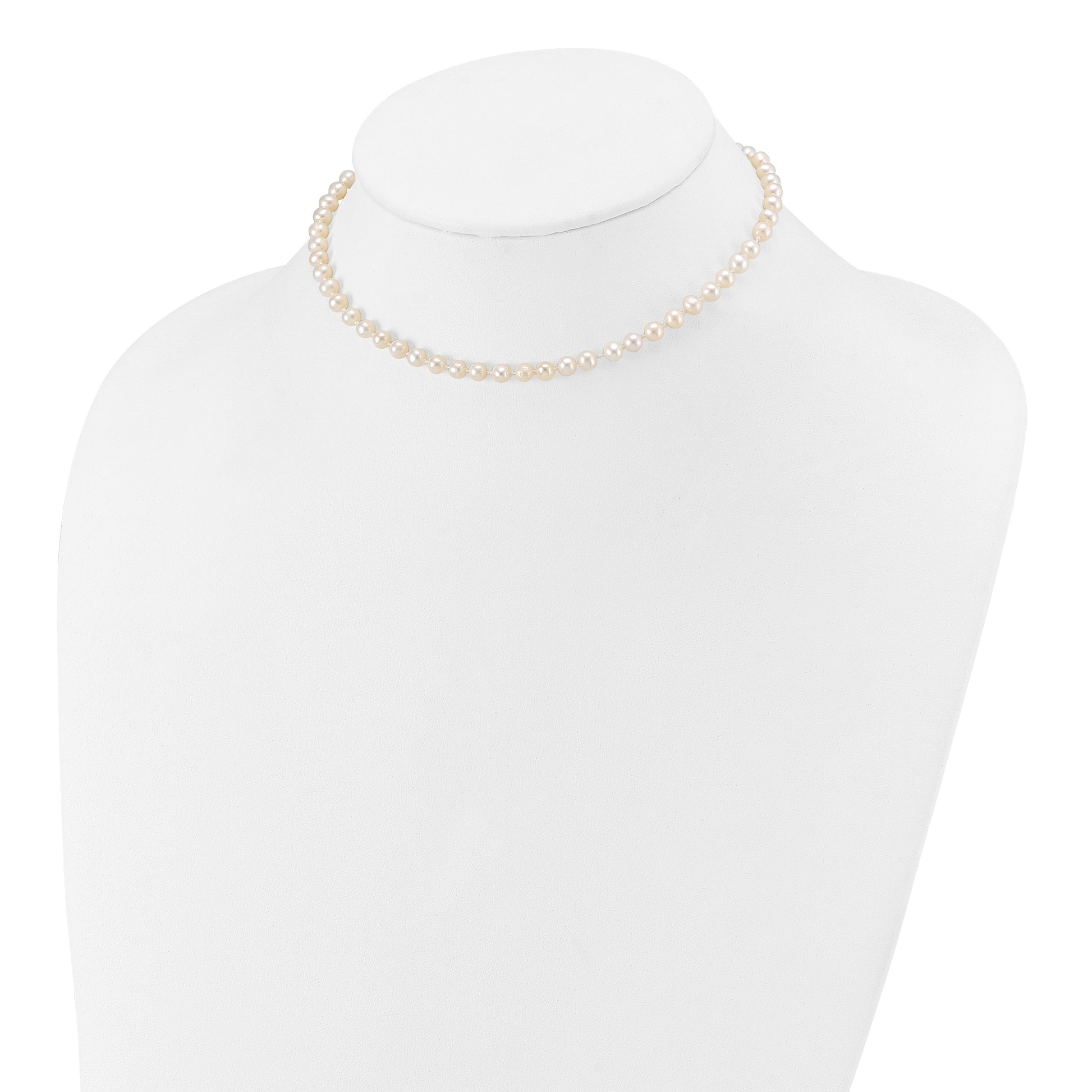 14k 4-5mm White Semi-Round Freshwater Cultured Pearl 12 inch Necklace